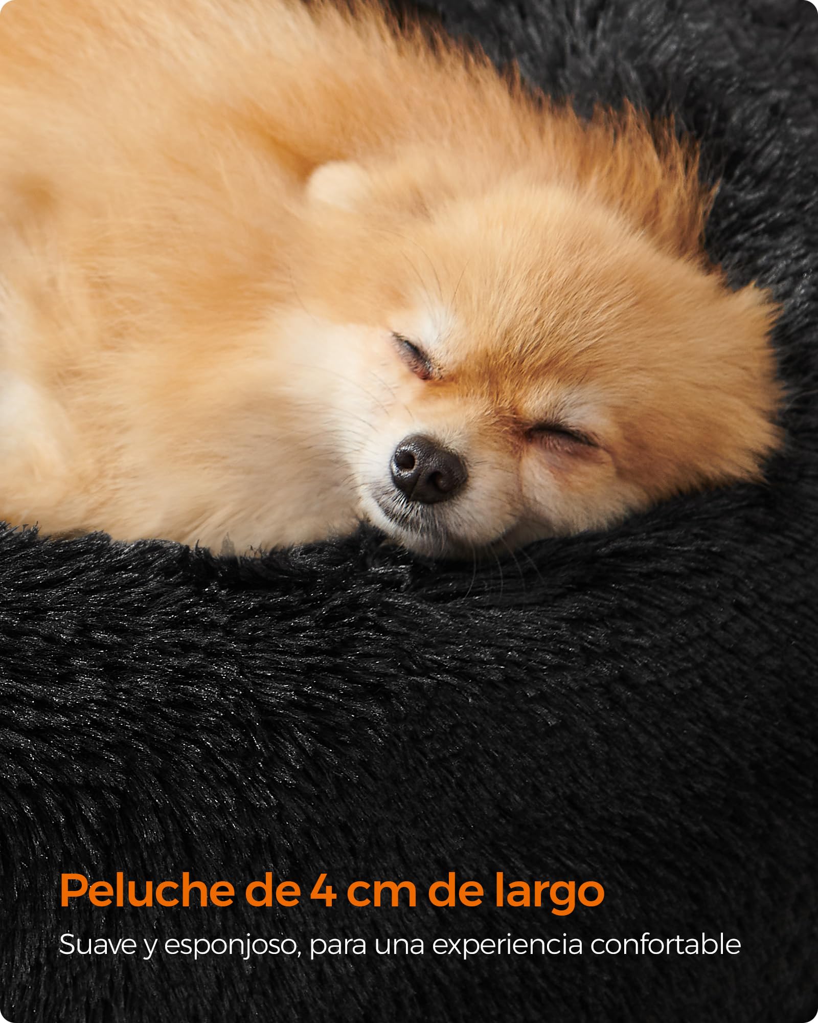 Foto 4 pulgar | Cama para Mascotas Feandrea para Perros y Gatos 60 cm de Diámetro Felpa Negra