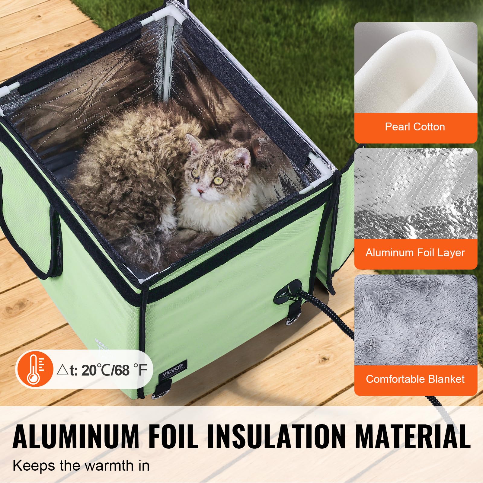 Foto 4 pulgar | Tela Oxford Vevor Elevated Heated 900d De Cat House, Color Verde Claro - Venta Internacional.