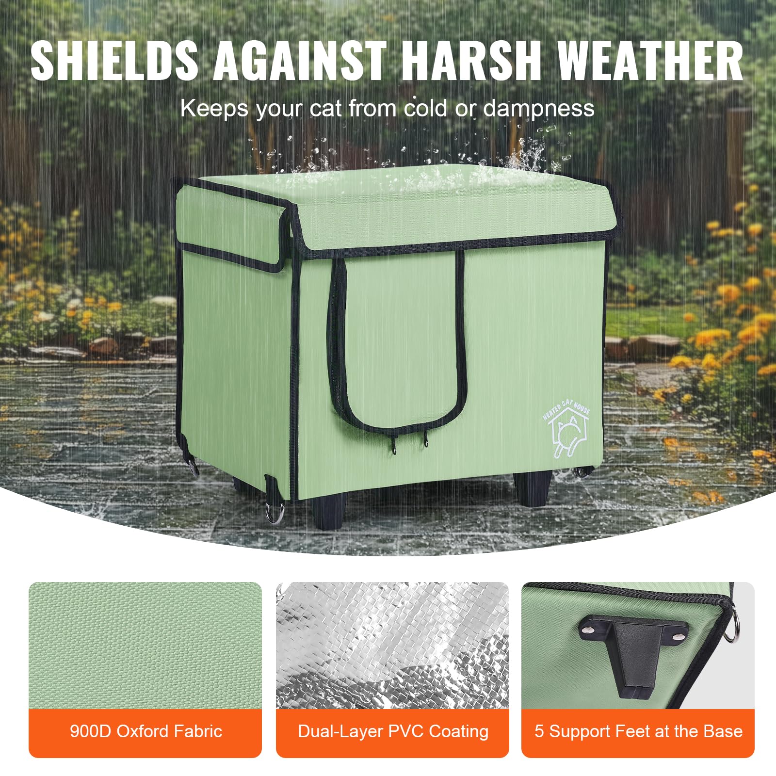Foto 4 | Tela Oxford Vevor Elevated Heated 900d De Cat House, Color Verde Claro - Venta Internacional.