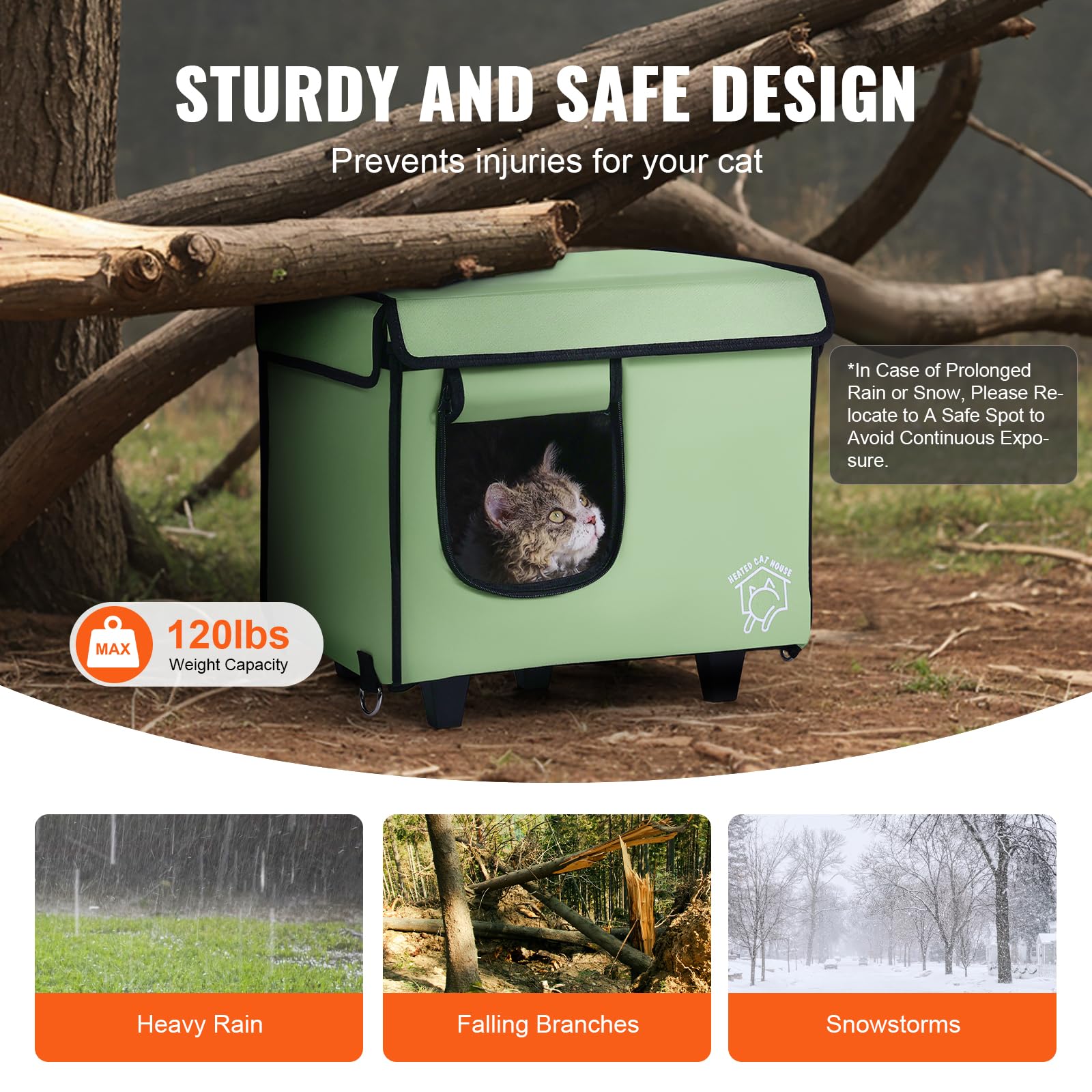 Foto 6 pulgar | Tela Oxford Vevor Elevated Heated 900d De Cat House, Color Verde Claro - Venta Internacional.