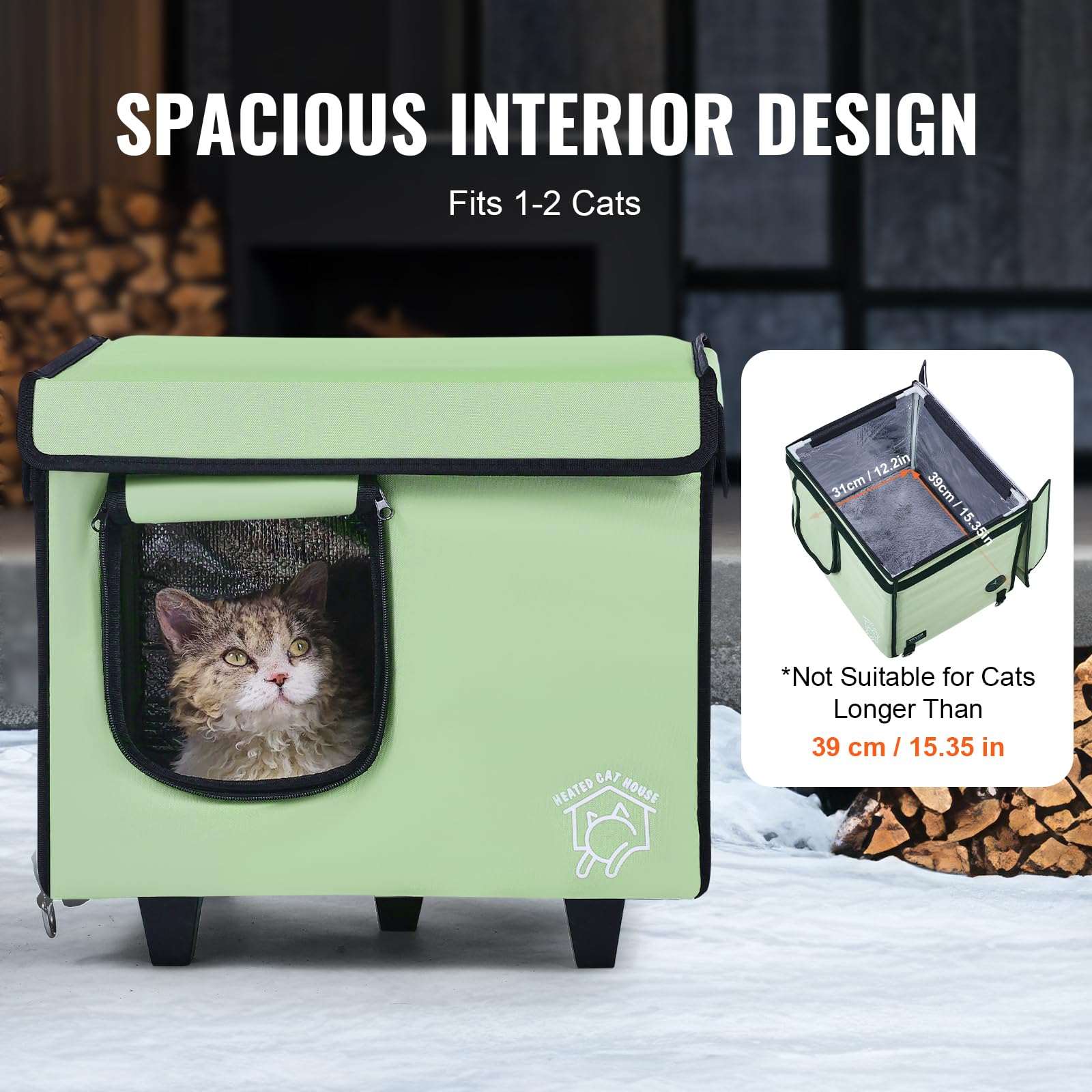 Foto 7 pulgar | Tela Oxford Vevor Elevated Heated 900d De Cat House, Color Verde Claro - Venta Internacional.