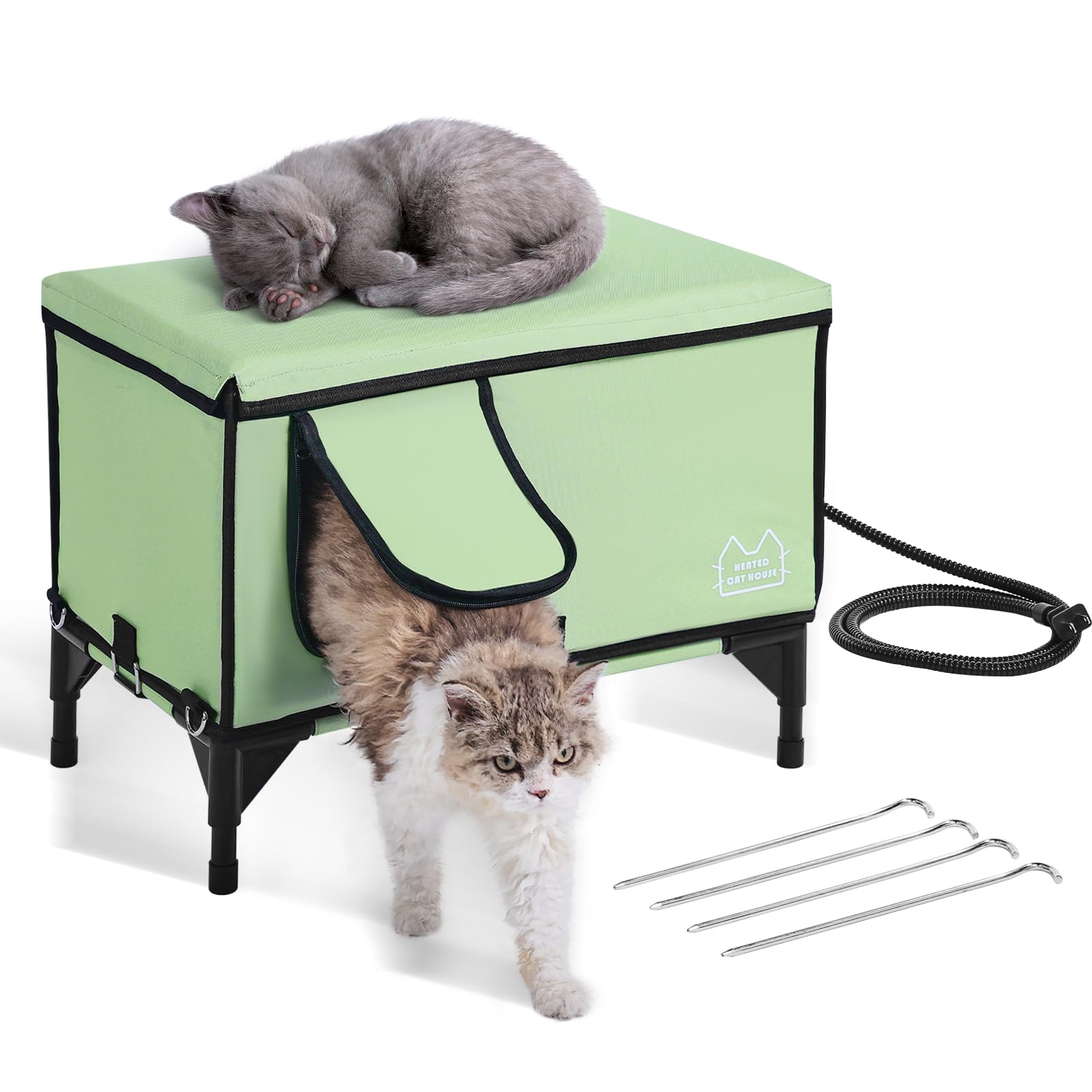 Foto 1 | Tela Oxford Vevor Elevated Heated 900d De Cat House, Color Verde Claro - Venta Internacional.
