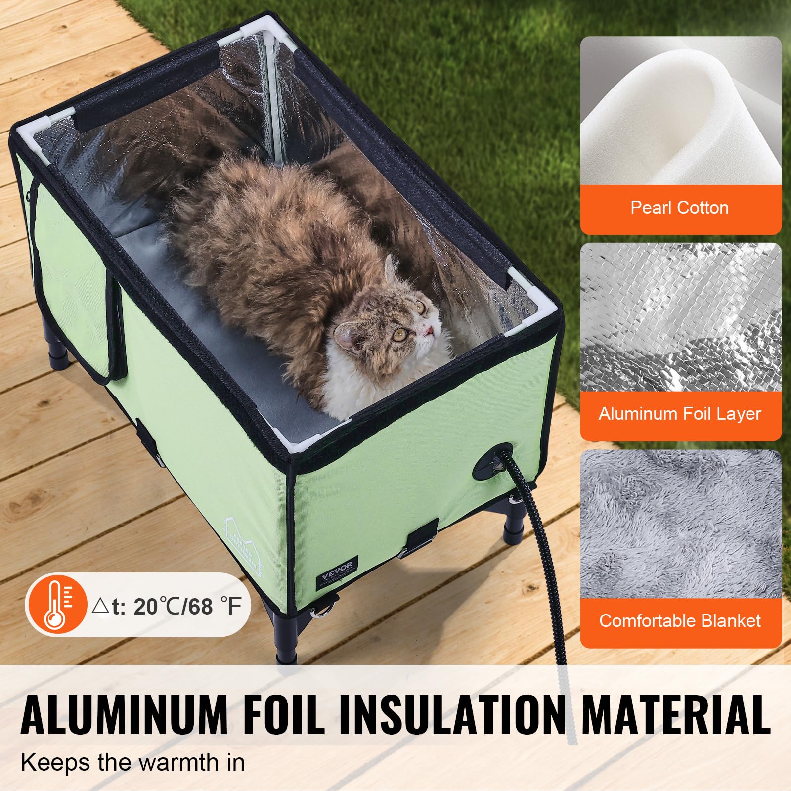 Foto 3 | Tela Oxford Vevor Elevated Heated 900d De Cat House, Color Verde Claro - Venta Internacional.