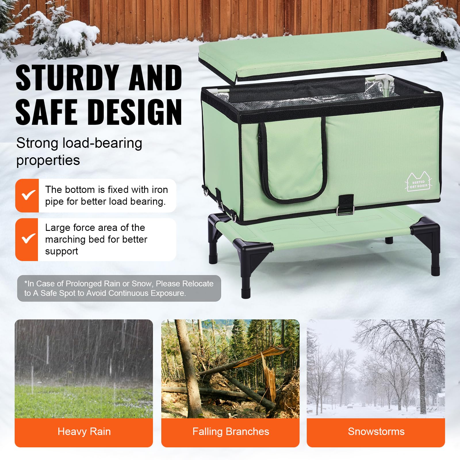 Foto 6 pulgar | Tela Oxford Vevor Elevated Heated 900d De Cat House, Color Verde Claro - Venta Internacional.