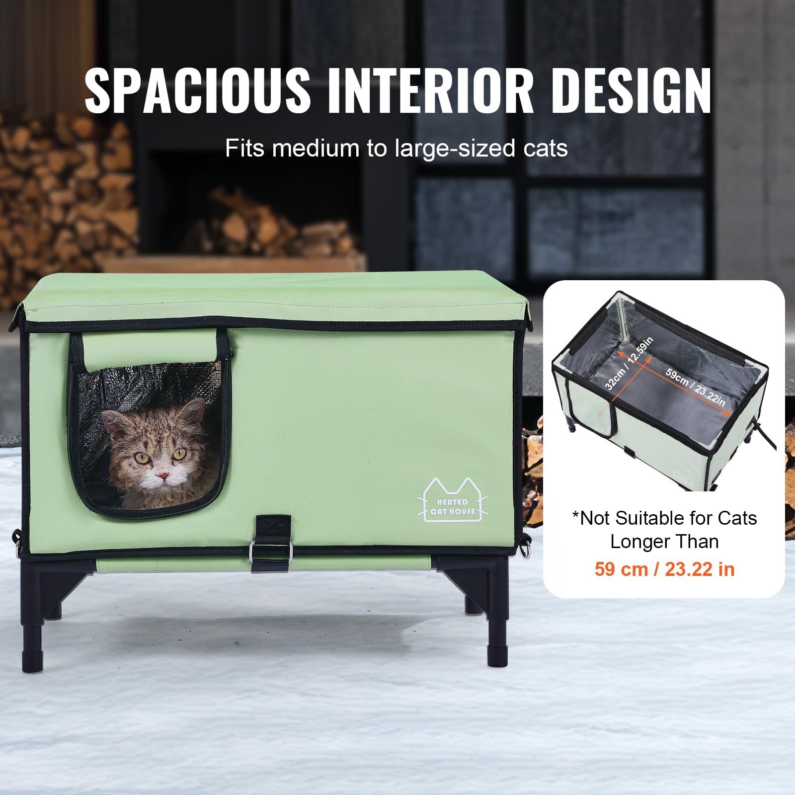 Foto 7 pulgar | Tela Oxford Vevor Elevated Heated 900d De Cat House, Color Verde Claro - Venta Internacional.