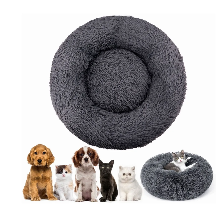 Cama De Felpa, Cama Para Perro Y Gatodiámetro 60cm Gris