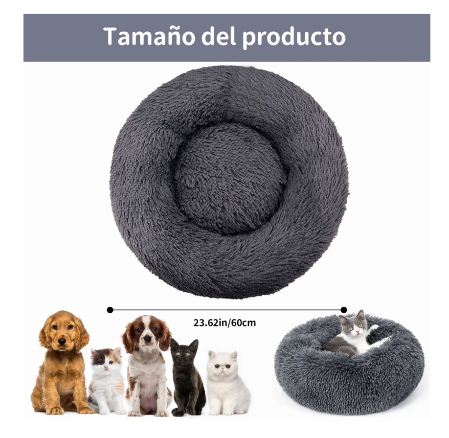 Foto 3 pulgar | Cama De Felpa, Cama Para Perro Y Gatodiámetro 60cm Gris