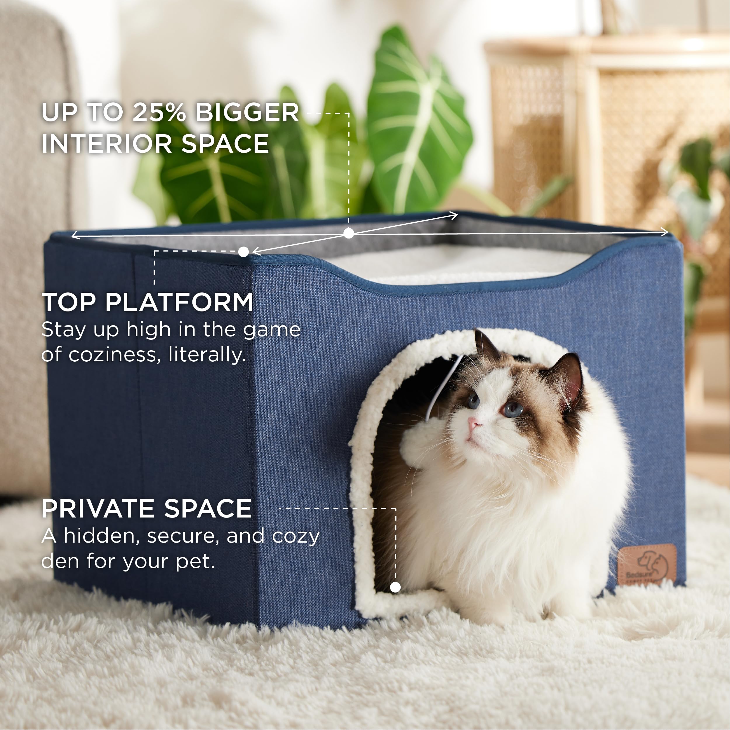 Foto 2 | Cama Para Gatos Bedsure Cat Cave Para Gatos De Interior Con Almohadilla Rascadora B - Venta Internacional.