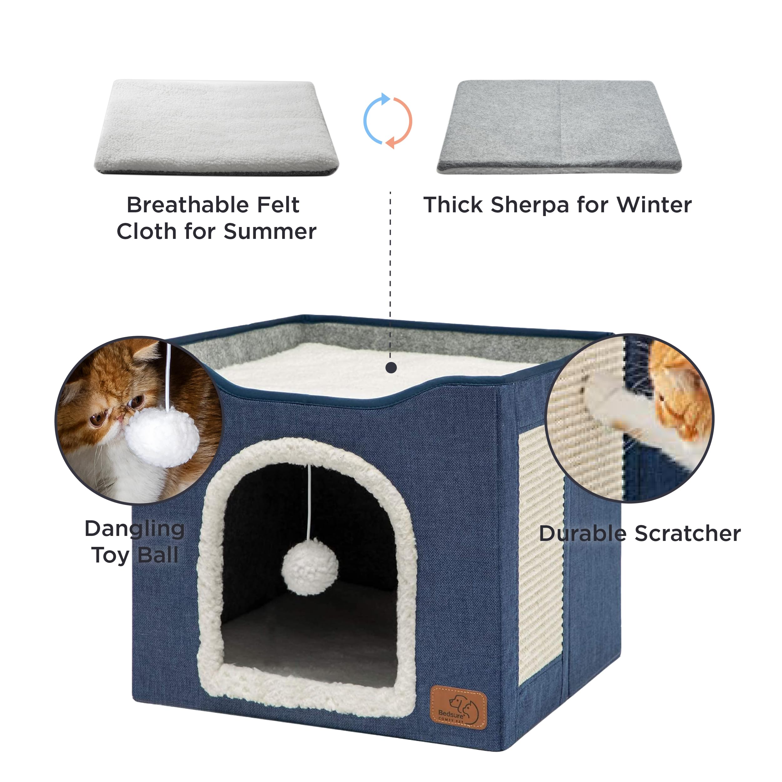 Foto 3 | Cama Para Gatos Bedsure Cat Cave Para Gatos De Interior Con Almohadilla Rascadora B - Venta Internacional.