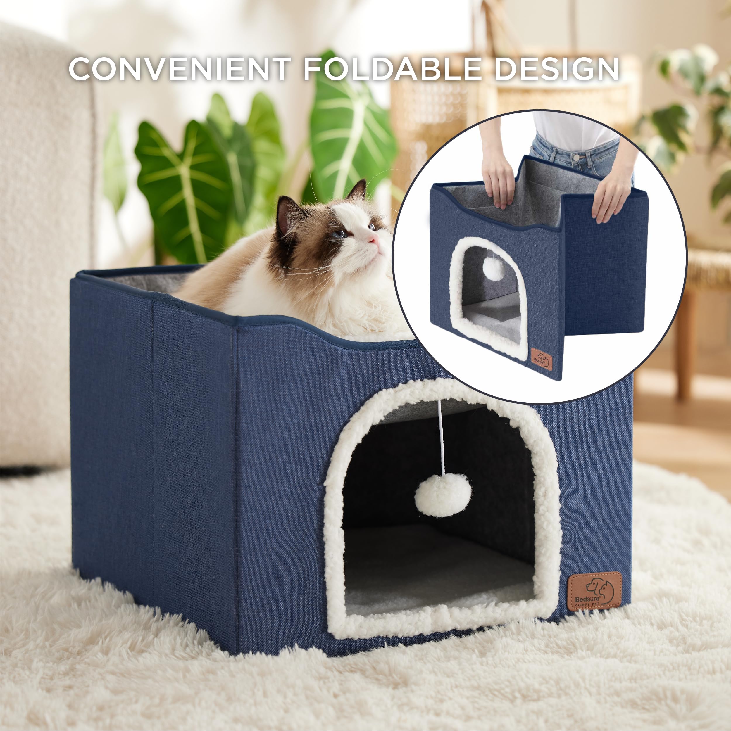 Foto 4 | Cama Para Gatos Bedsure Cat Cave Para Gatos De Interior Con Almohadilla Rascadora B - Venta Internacional.
