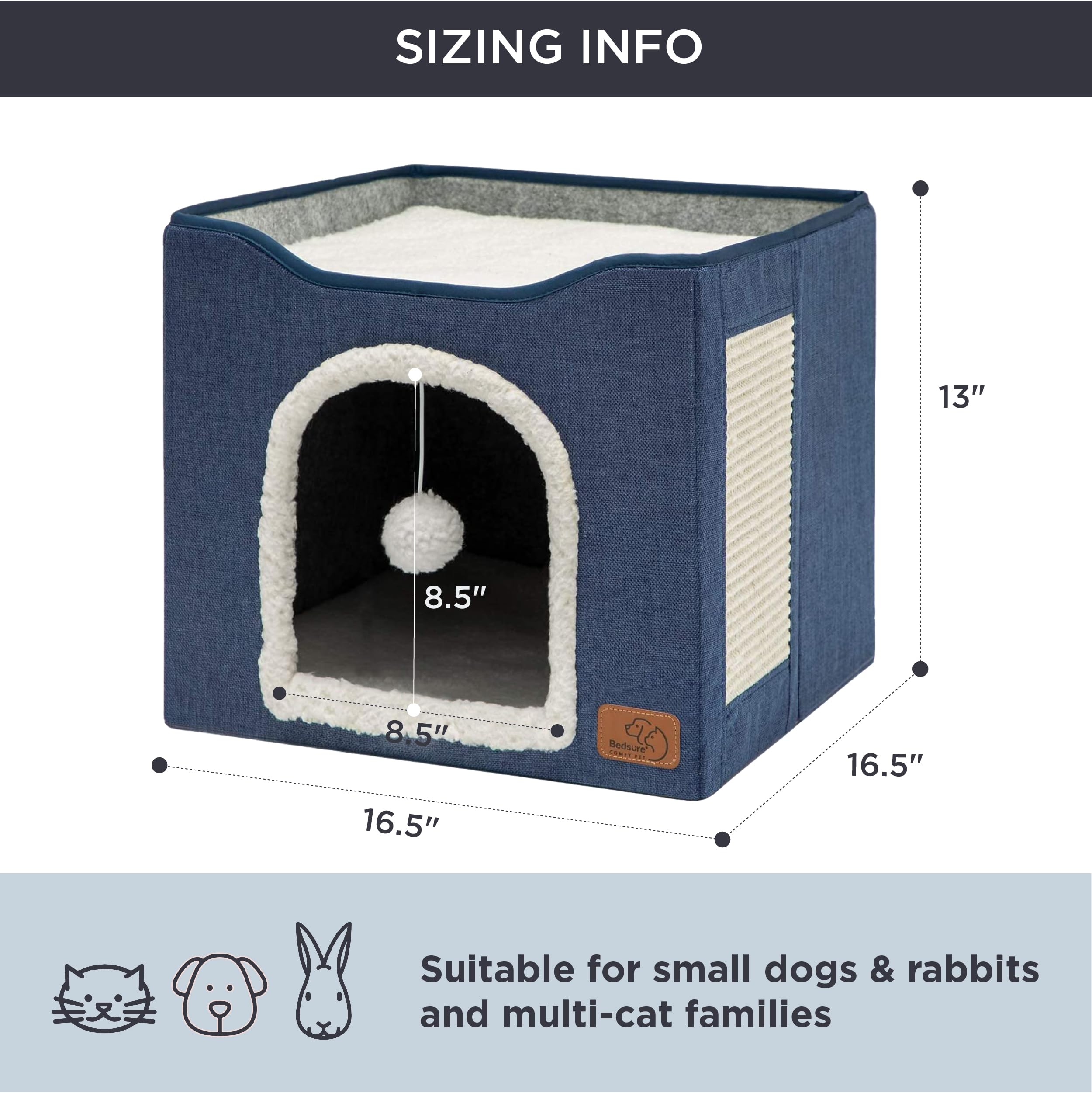 Foto 6 | Cama Para Gatos Bedsure Cat Cave Para Gatos De Interior Con Almohadilla Rascadora B - Venta Internacional.