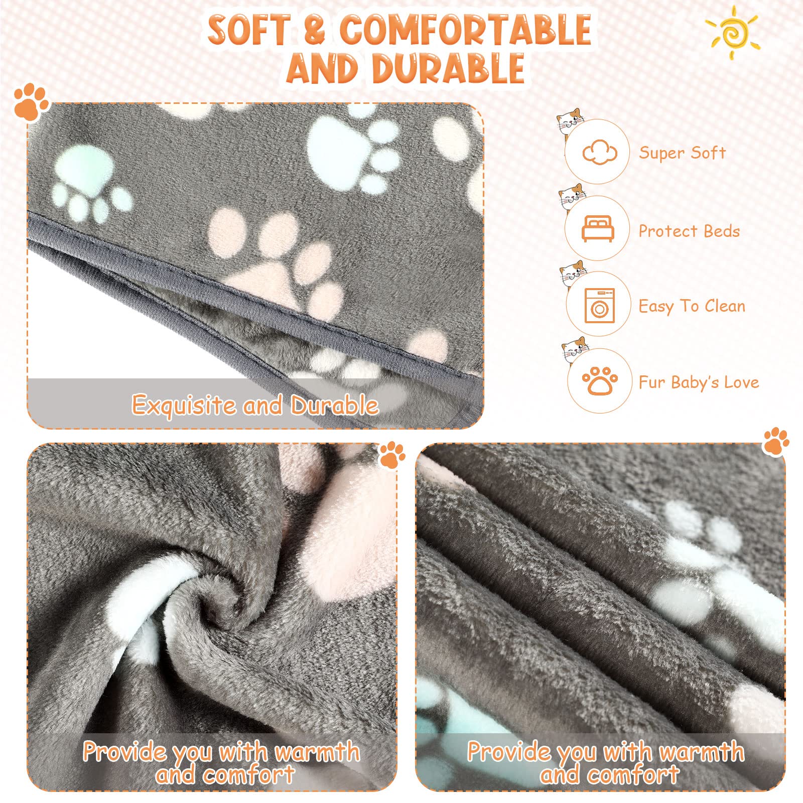 Foto 3 pulgar | Manta Polar Con Estampado De Patas Para Perros Y Gatos, 4 Unidades - Venta Internacional.