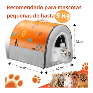 Foto 4 | 2 En 1 Cama Cueva Y Casa Para Gato Perro Cachorro Con Cojín Lab.g, Gris Naranja