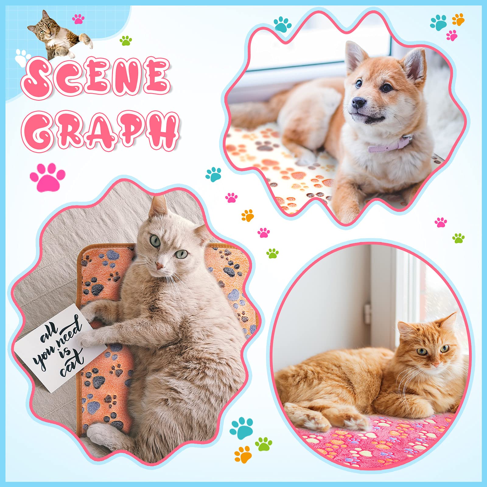 Foto 7 | Manta Para Perro, Diseño De Tatuajes, Estampado De Patas, Para Mascotas, Cachorros Y Gatos, Color Ro - Venta Interna