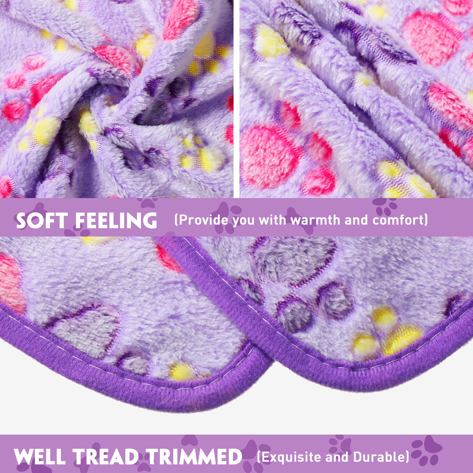 Foto 3 pulgar | Manta Polar Con Estampado De Patas Y Tatuajes Para Mascotas, Cachorros Y Gatos, Color Morado - Venta Internacional.