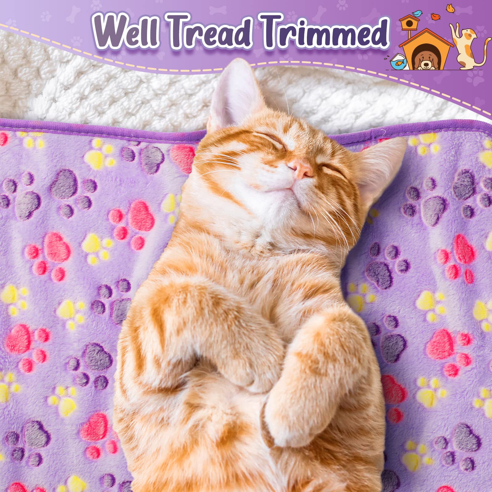 Foto 5 | Manta Polar Con Estampado De Patas Y Tatuajes Para Mascotas, Cachorros Y Gatos, Color Morado - Venta Internacional.