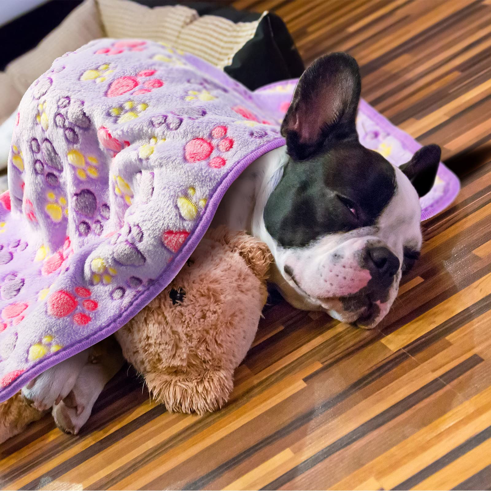 Foto 6 | Manta Polar Con Estampado De Patas Y Tatuajes Para Mascotas, Cachorros Y Gatos, Color Morado - Venta Internacional.