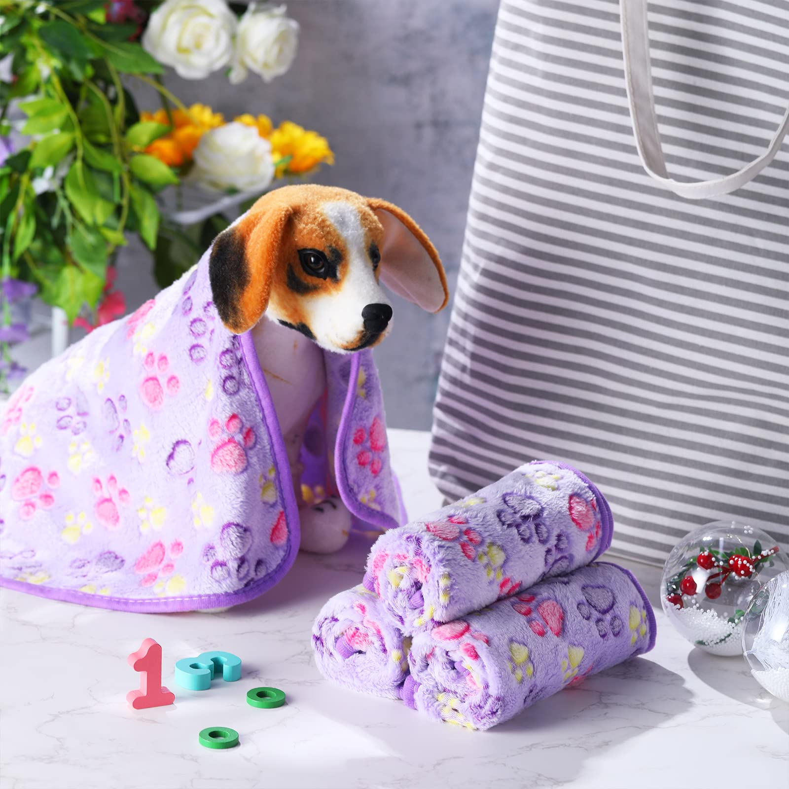 Foto 8 pulgar | Manta Polar Con Estampado De Patas Y Tatuajes Para Mascotas, Cachorros Y Gatos, Color Morado - Venta Internacional.