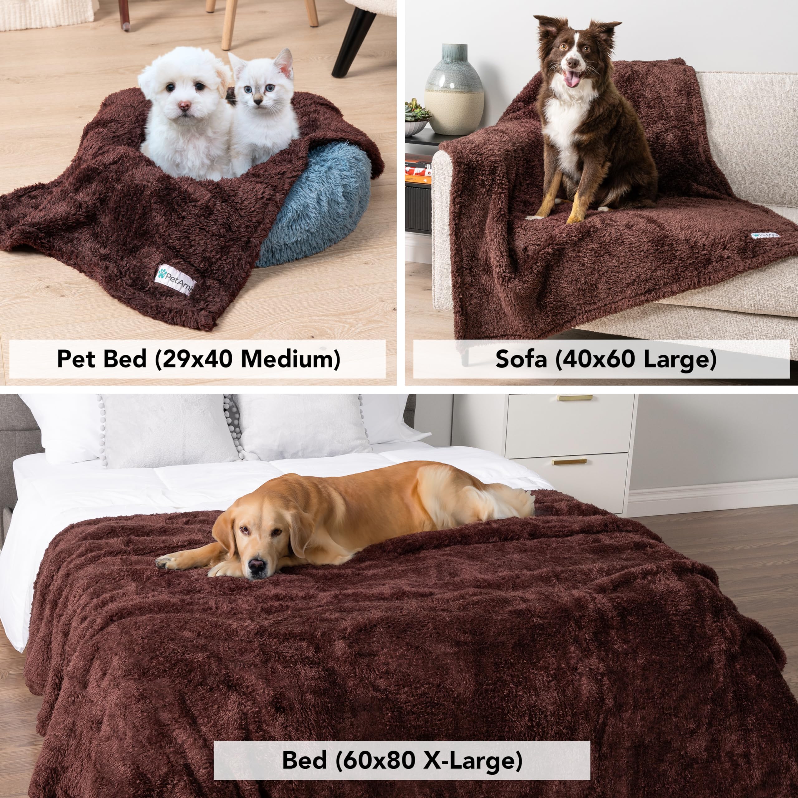 Foto 5 | Manta Para Perros Petami Fluffy Brown, Forro Polar Sherpa Para Perros Pequeños - Venta Internacional.