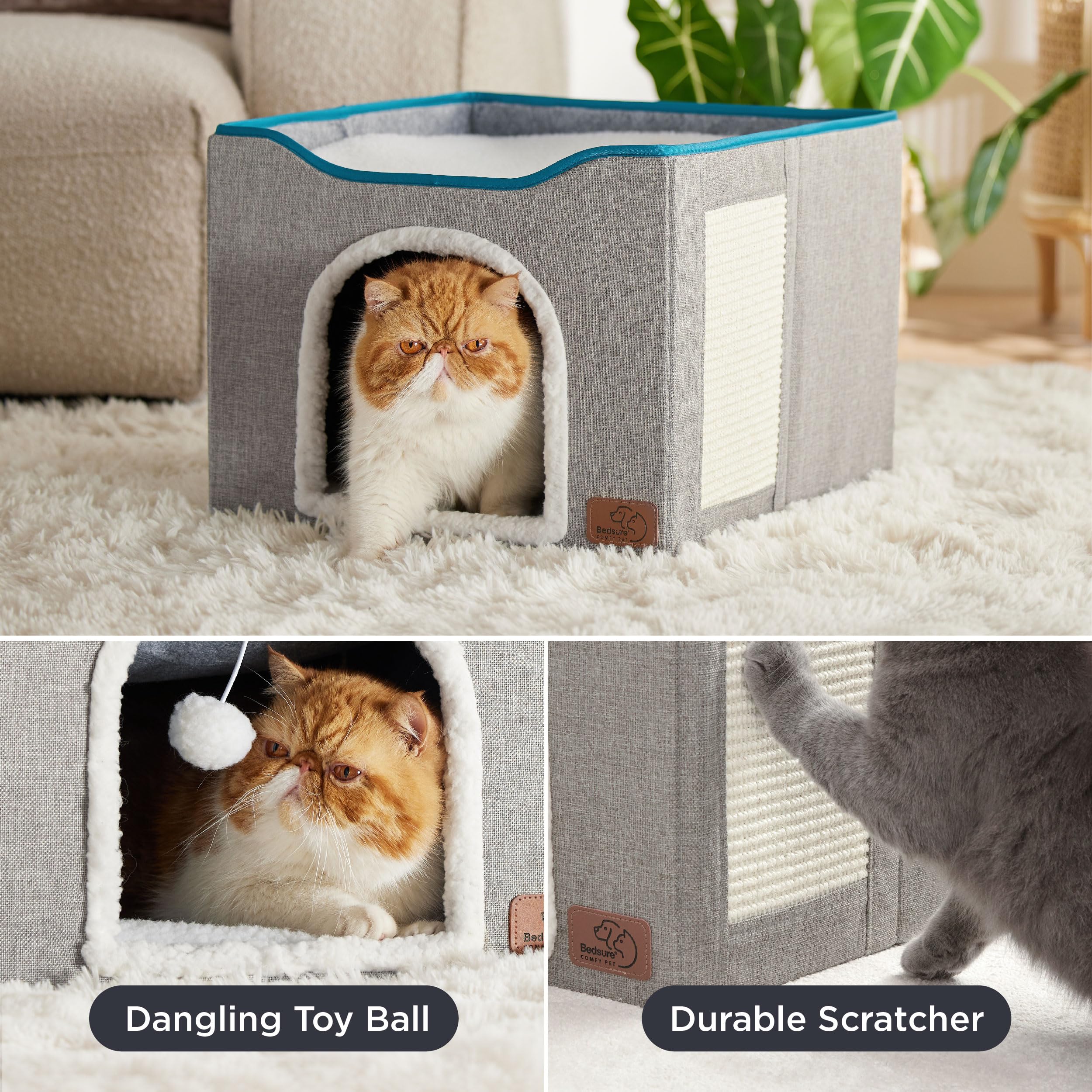 Foto 5 pulgar | Cama Para Gatos Bedsure Cat Cave Para Gatos De Interior Con Almohadilla Rascadora - Venta Internacional.