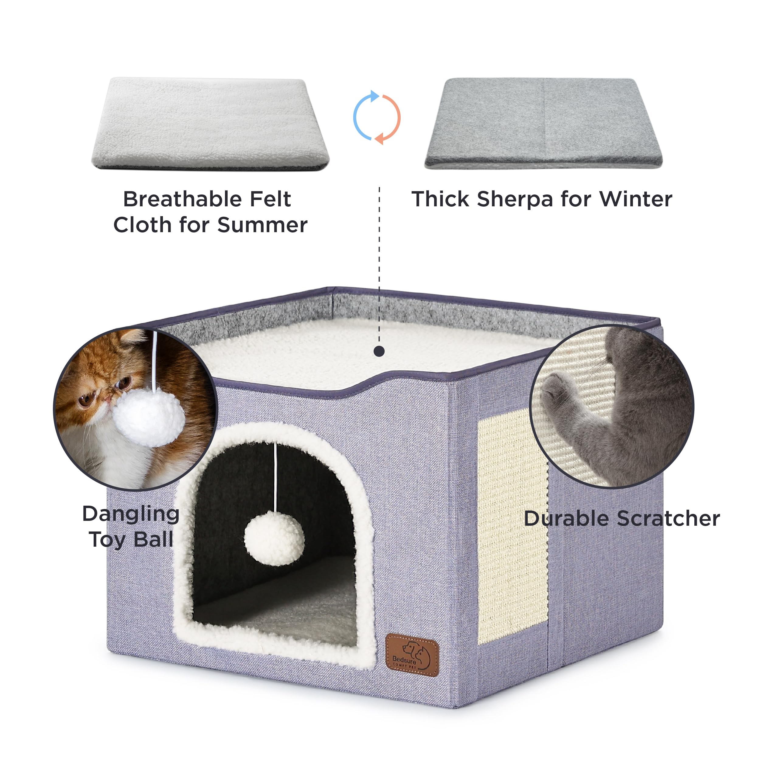 Foto 4 pulgar | Cama Para Gatos Bedsure Cat Cave Para Gatos De Interior Con Bloc De Notas En Forma De Nube - Venta Internacional.