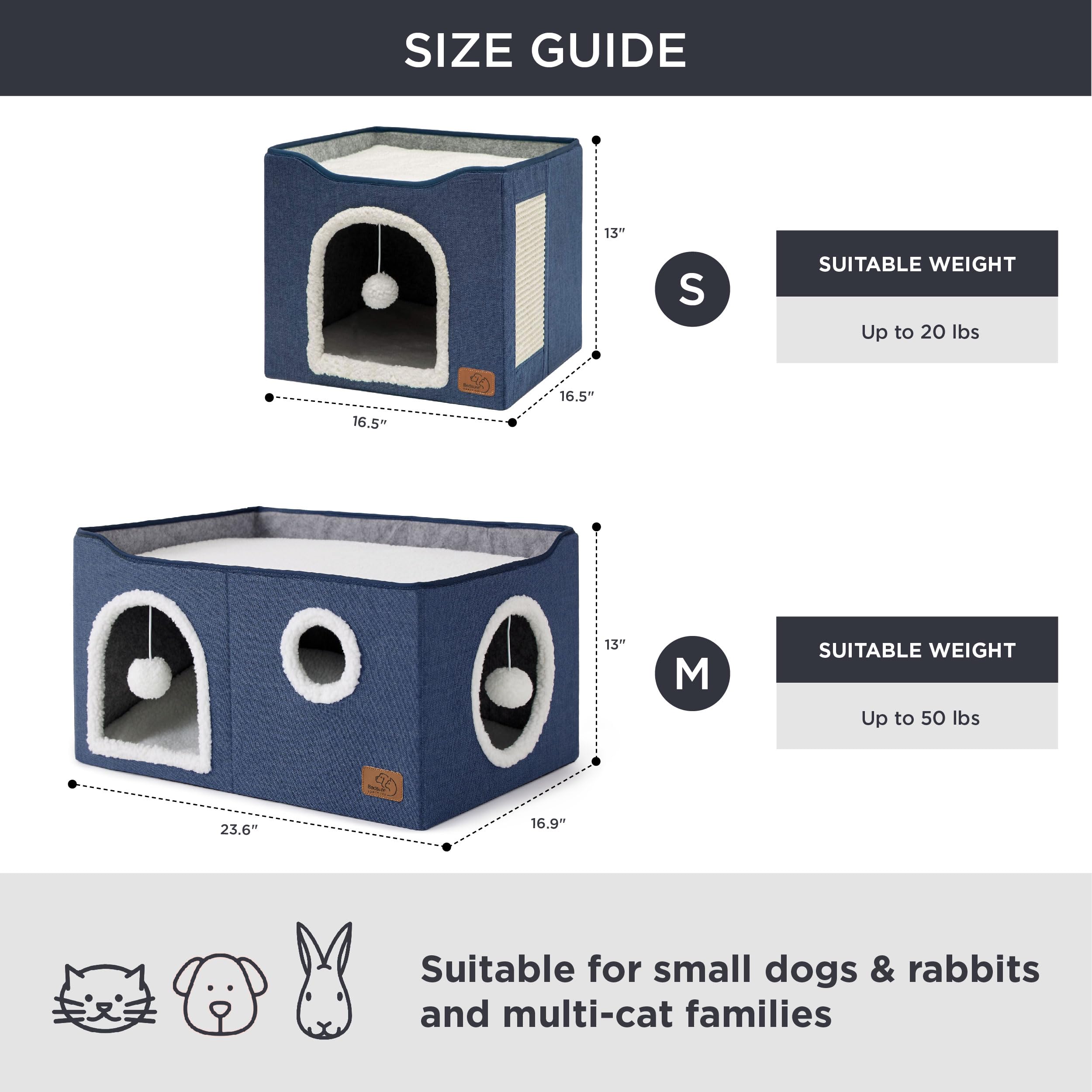 Foto 6 | Cama Cat House Extra Ancha Para Gatos De Interior, Color Azul - Venta Internacional.