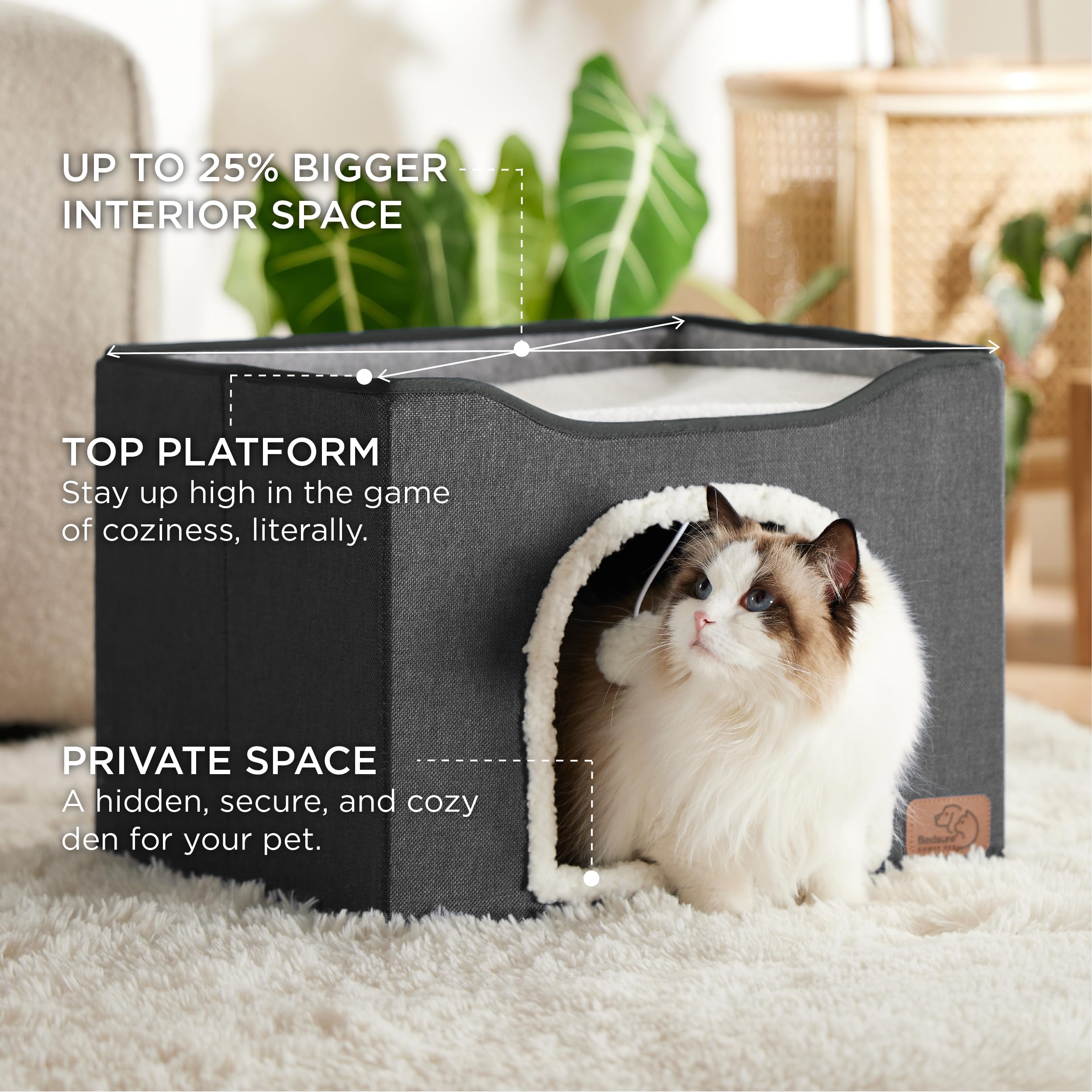 Foto 3 pulgar | Cama Para Gatos Bedsure Cat Cave Para Gatos De Interior Con Almohadilla Rascadora - Venta Internacional.