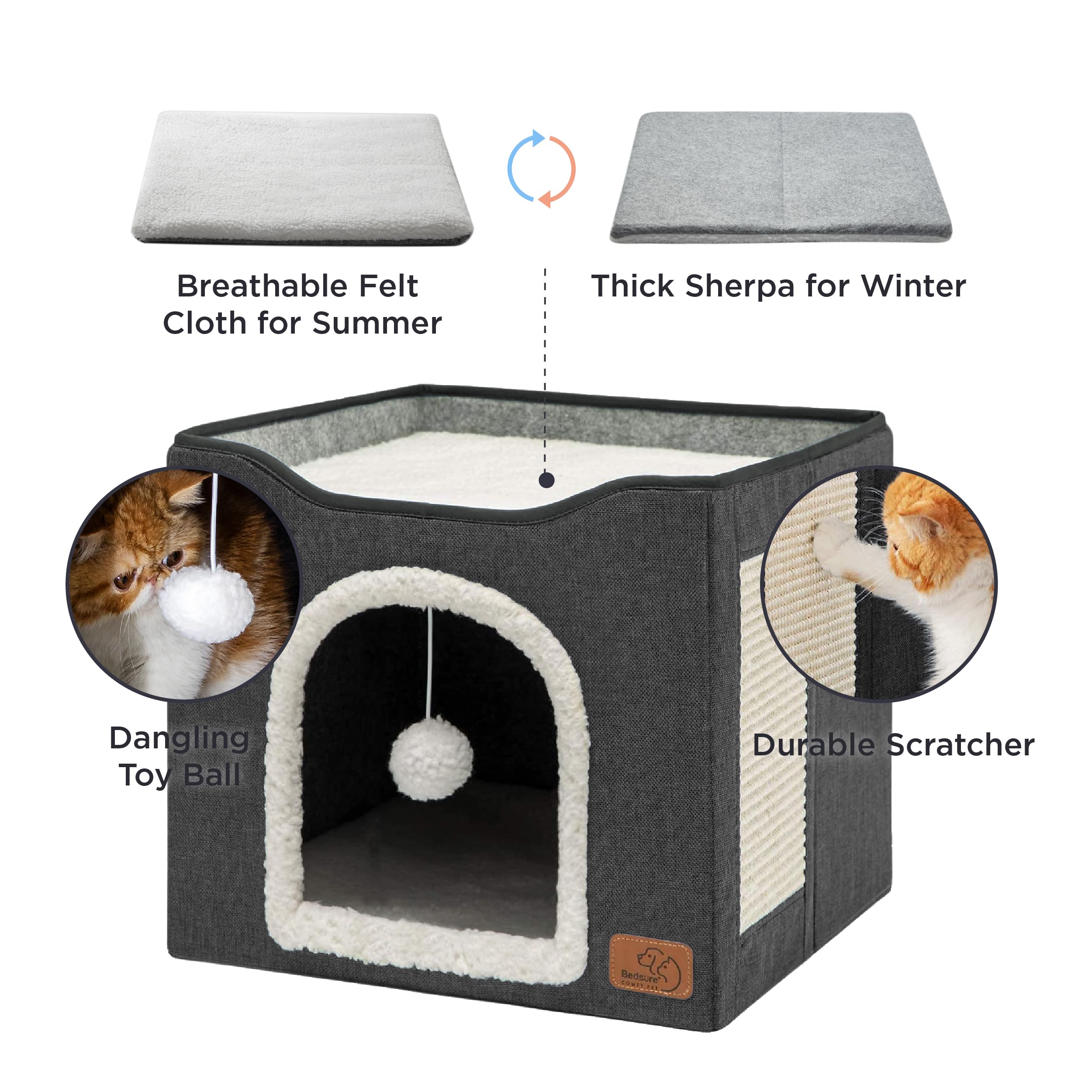 Foto 4 pulgar | Cama Para Gatos Bedsure Cat Cave Para Gatos De Interior Con Almohadilla Rascadora - Venta Internacional.