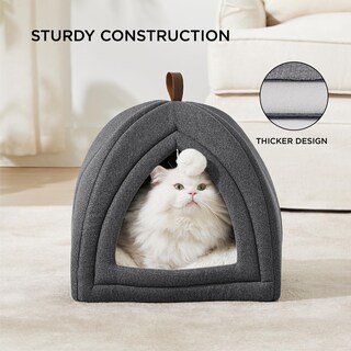 Foto 3 | Cat Bed Bedsure 2 En 1 Cat Cave House, Tienda De Campaña Con Almohada, Gris Oscuro - Venta Internacional.