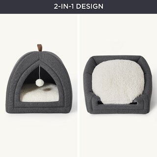 Foto 5 | Cat Bed Bedsure 2 En 1 Cat Cave House, Tienda De Campaña Con Almohada, Gris Oscuro - Venta Internacional.