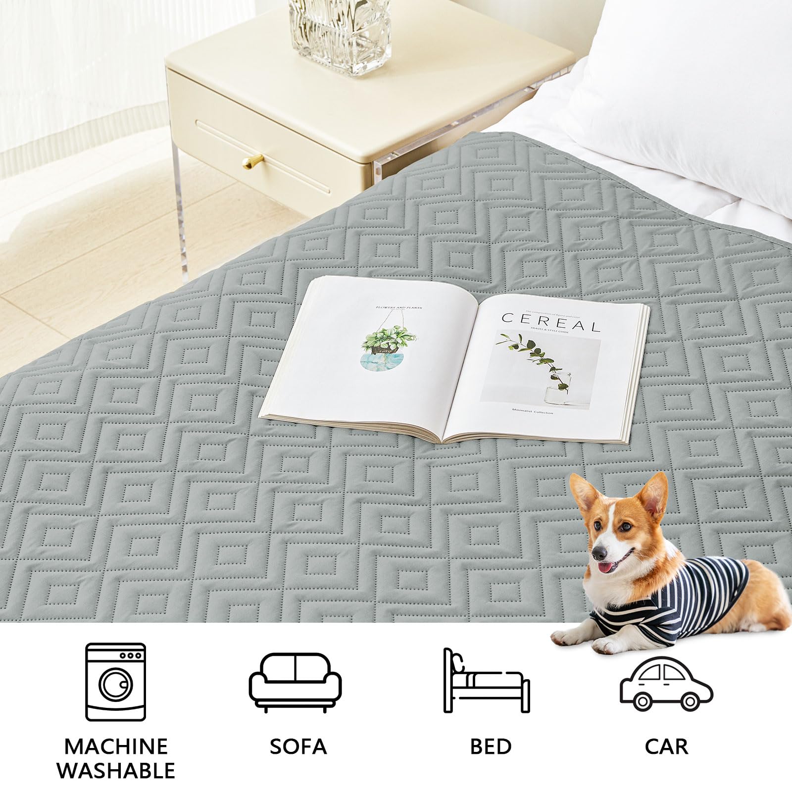 Foto 3 | Manta Impermeable Para Perros Hyha Para Cama, Sofá Y Muebles, Gris - Venta Internacional.