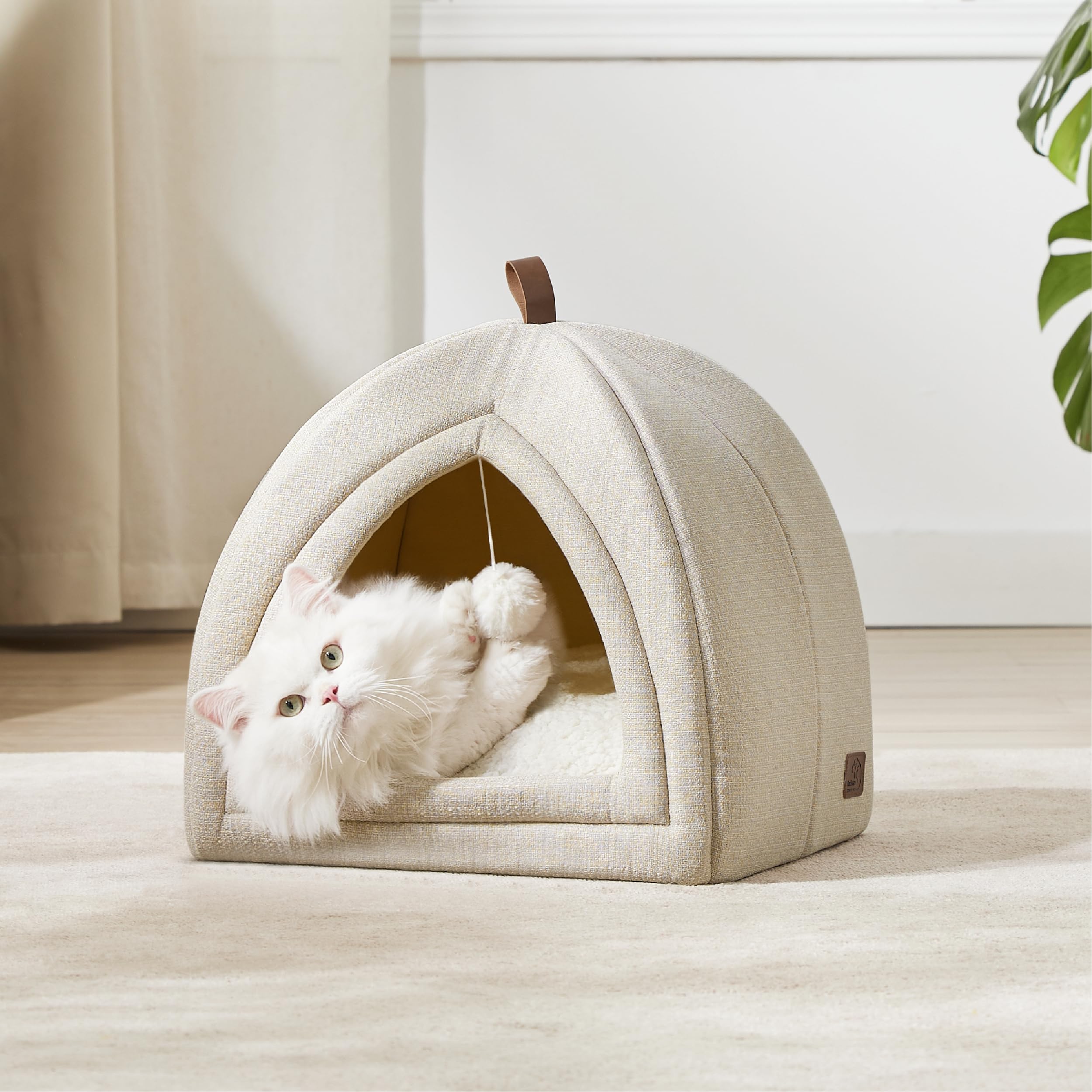 Foto 3 pulgar | Cat Bed Bedsure 2 En 1 Cat Cave House, Tienda De Campaña Con Almohada, Color Beige - Venta Internacional.