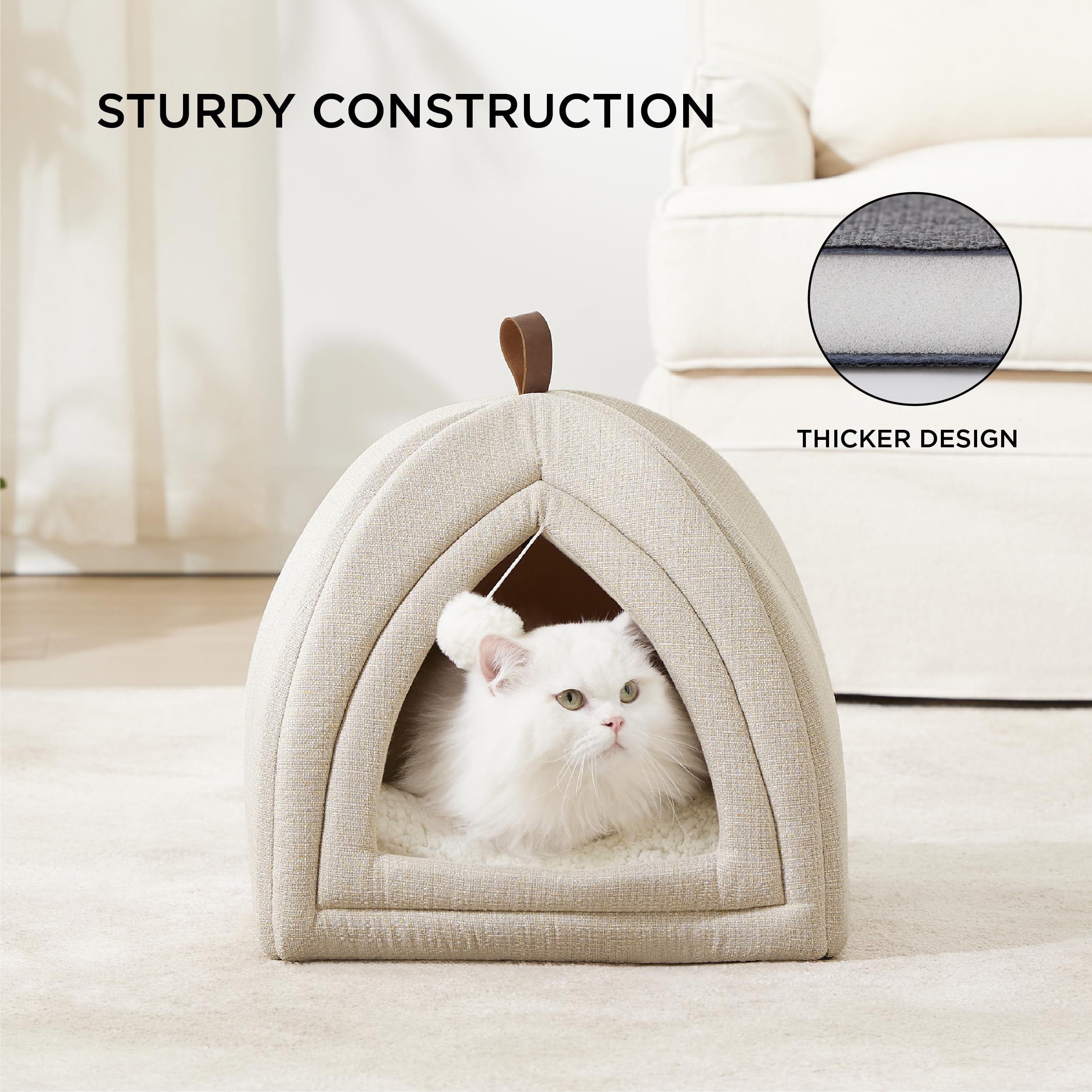 Foto 4 pulgar | Cat Bed Bedsure 2 En 1 Cat Cave House, Tienda De Campaña Con Almohada, Color Beige - Venta Internacional.