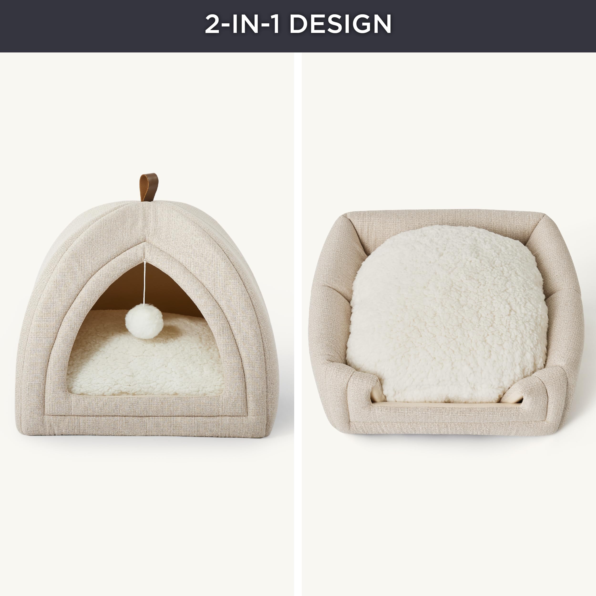 Foto 6 pulgar | Cat Bed Bedsure 2 En 1 Cat Cave House, Tienda De Campaña Con Almohada, Color Beige - Venta Internacional.