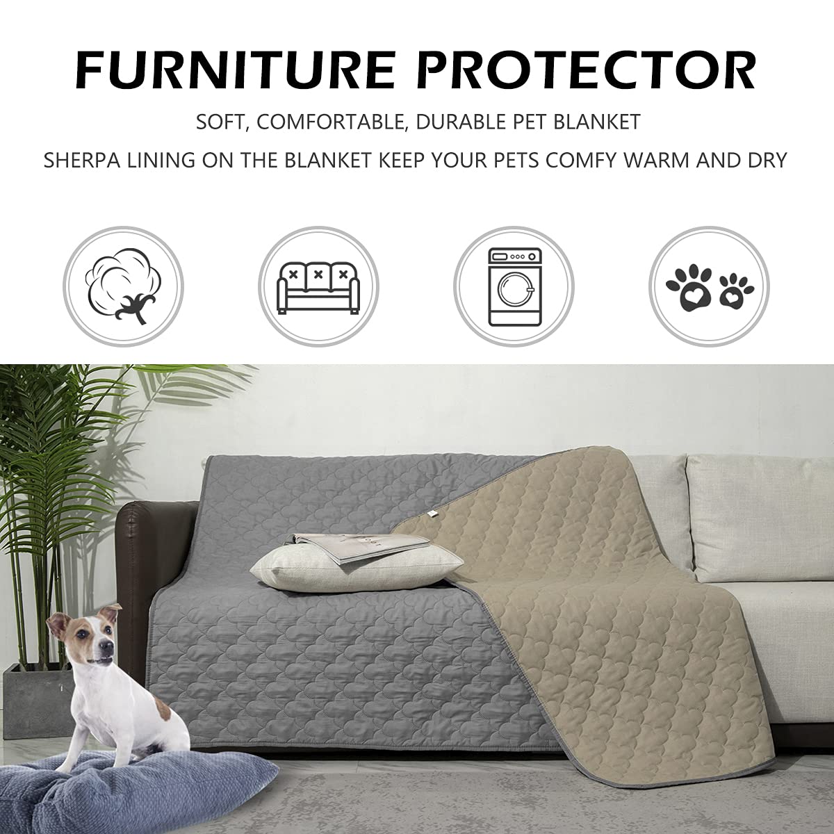 Foto 2 | Manta Impermeable Para Perros Chhkon, Protector De Muebles, Gris Y Beige - Venta Internacional.
