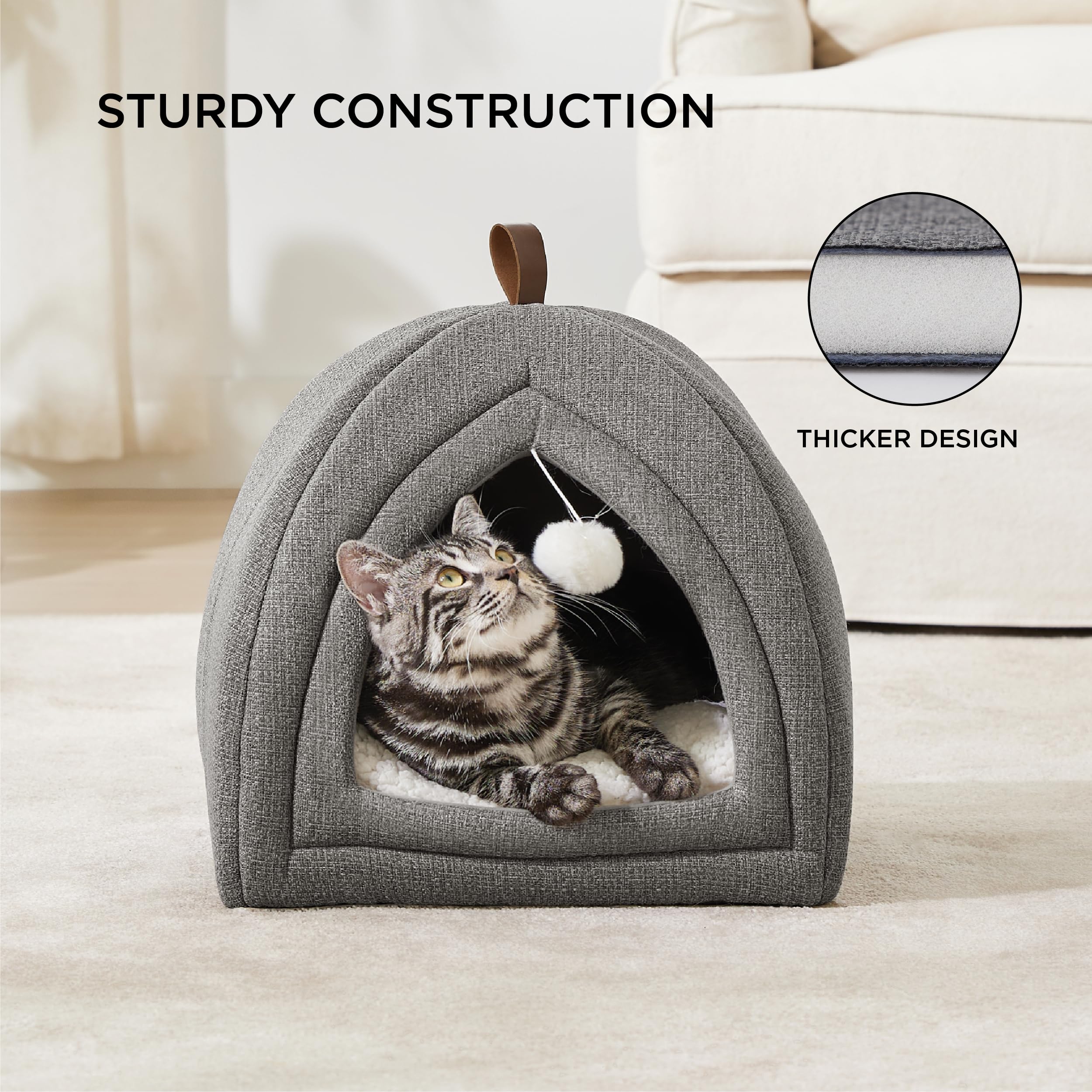 Foto 3 | Cama De Cama Para Gatos 2 En 1 Para Gatitos Con Almohada Acolchada - Venta Internacional.