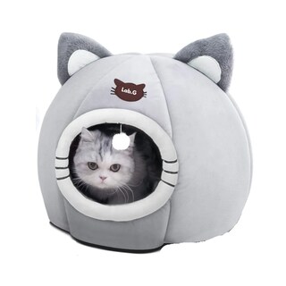 Foto 1 | 2 En 1 Cama Cueva Y Casa Para Gato Perro Cachorro Con Cojín Lab.g, Gris