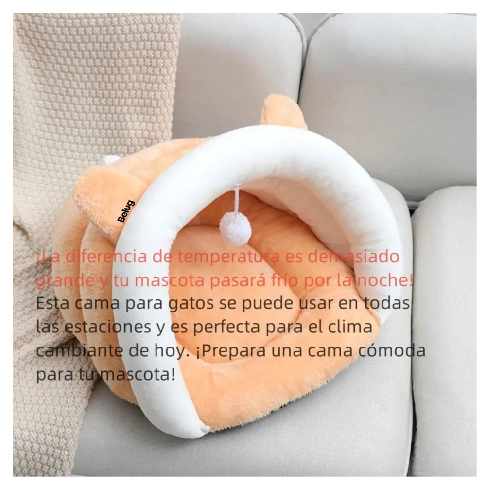 Foto 3 pulgar | Casa Gatos Con Cama Plegable Para Mascota Cuatro Estaciones Belug, Naranja Blanco