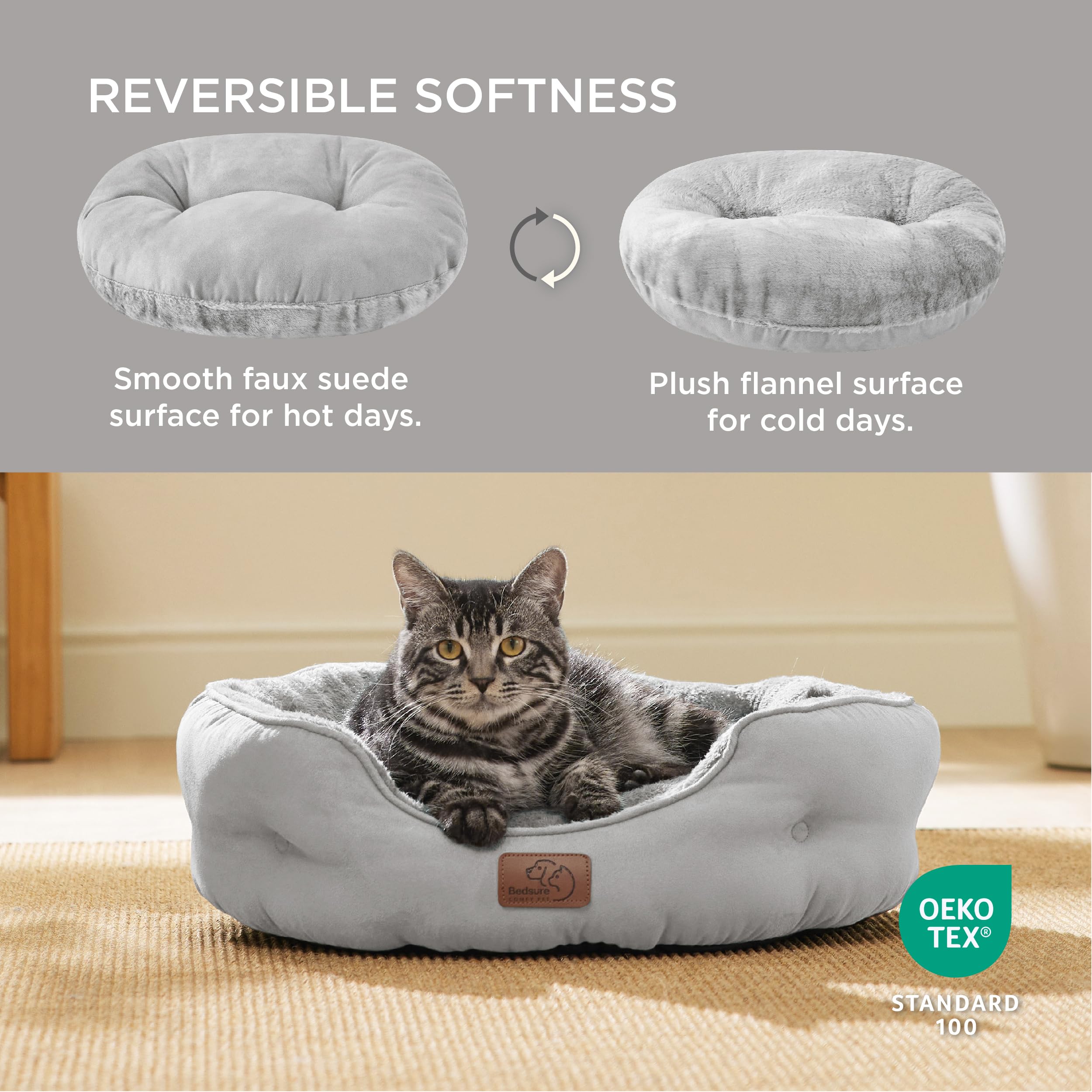 Foto 3 pulgar | Cama Redonda Para Mascotas, Para Perros Y Gatos Pequeños, Color Gris Pálido - Venta Internacional.