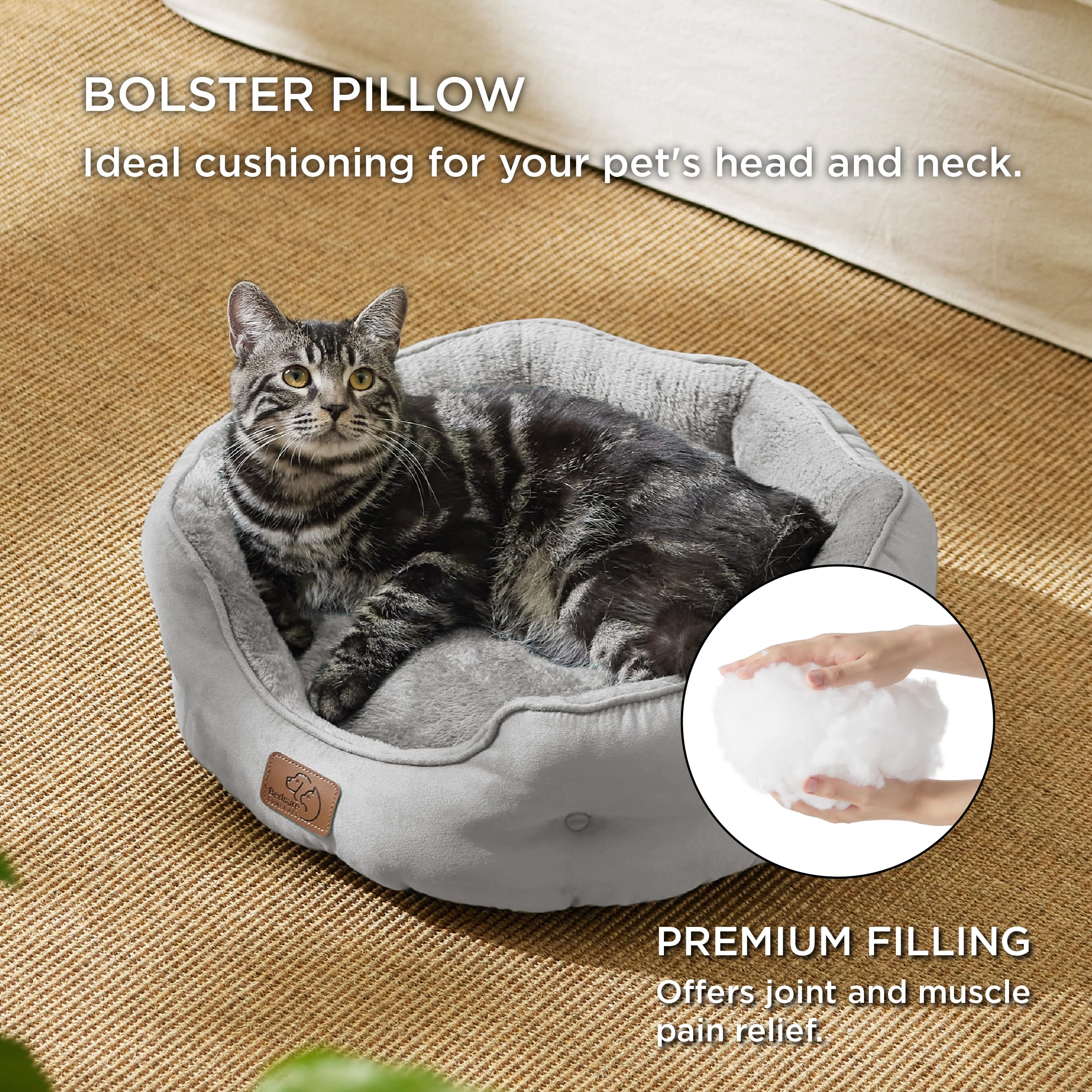 Foto 4 pulgar | Cama Redonda Para Mascotas, Para Perros Y Gatos Pequeños, Color Gris Pálido - Venta Internacional.