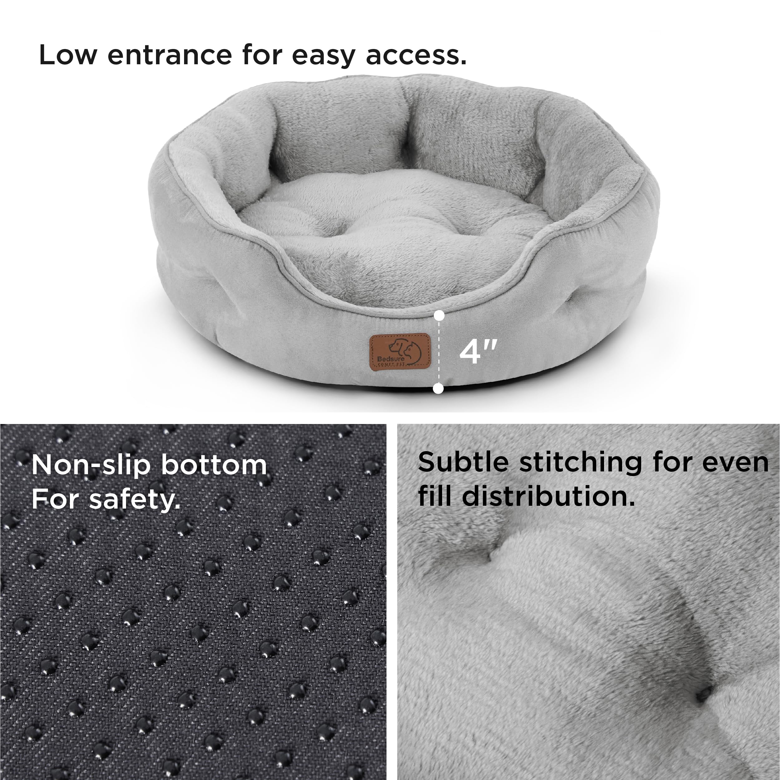 Foto 5 pulgar | Cama Redonda Para Mascotas, Para Perros Y Gatos Pequeños, Color Gris Pálido - Venta Internacional.