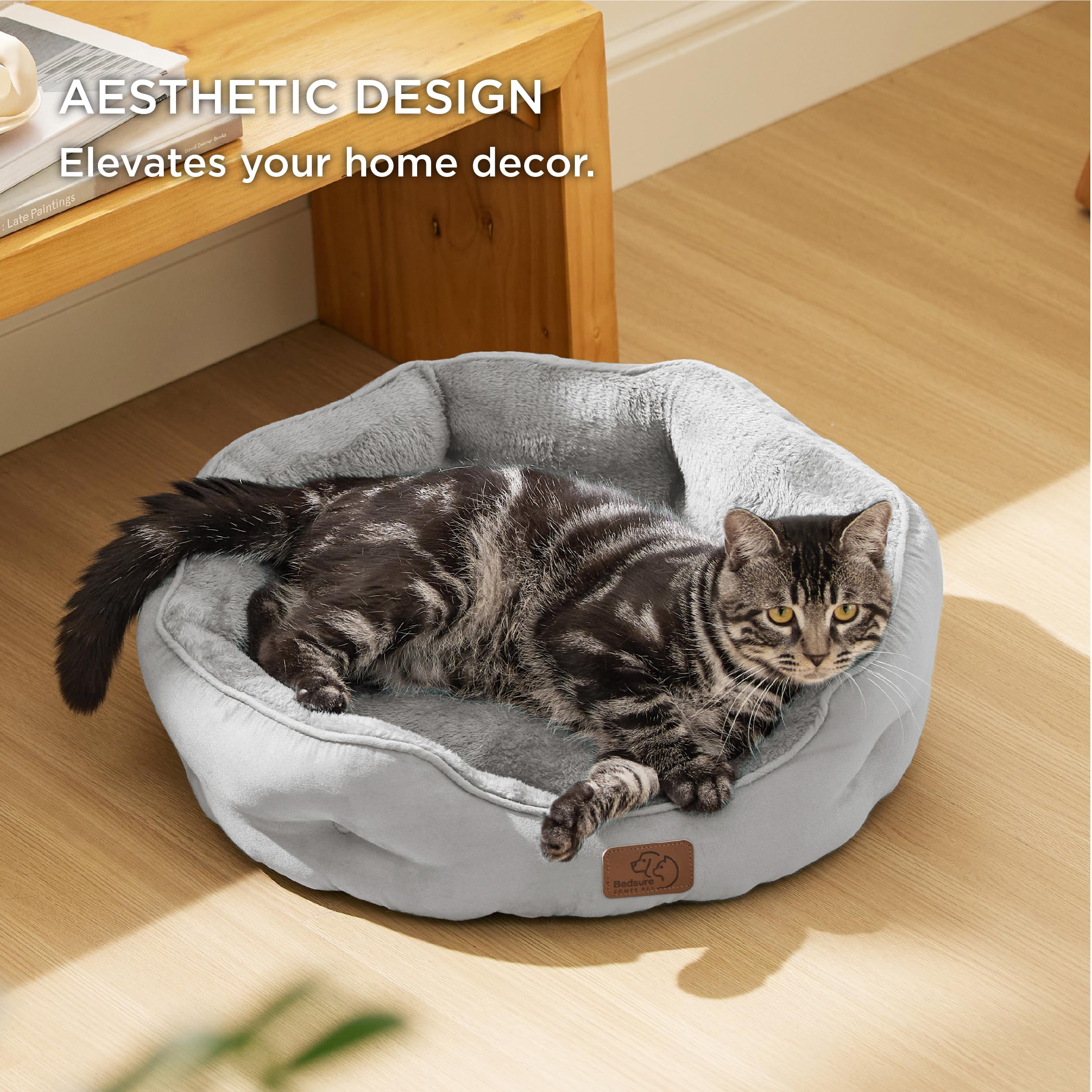 Foto 6 pulgar | Cama Redonda Para Mascotas, Para Perros Y Gatos Pequeños, Color Gris Pálido - Venta Internacional.