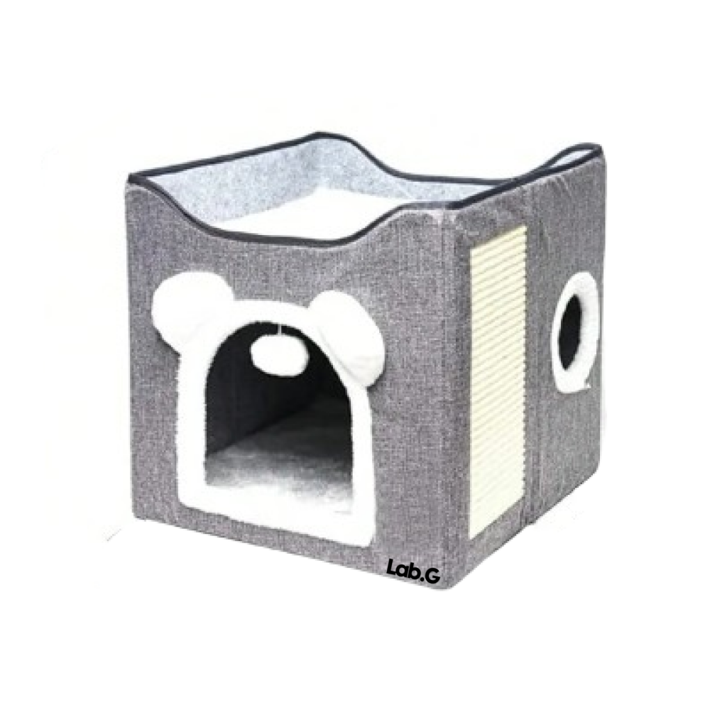 Foto 2 pulgar | Casa Y Cama Plegable Para Gato Con Cojín Suave Bola De Pelo Lab.g,  Gris Blanco
