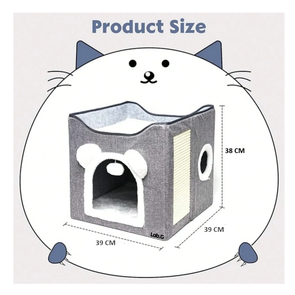 Foto 2 | Casa Y Cama Plegable Para Gato Con Cojín Suave Bola De Pelo Lab.g,  Gris Blanco