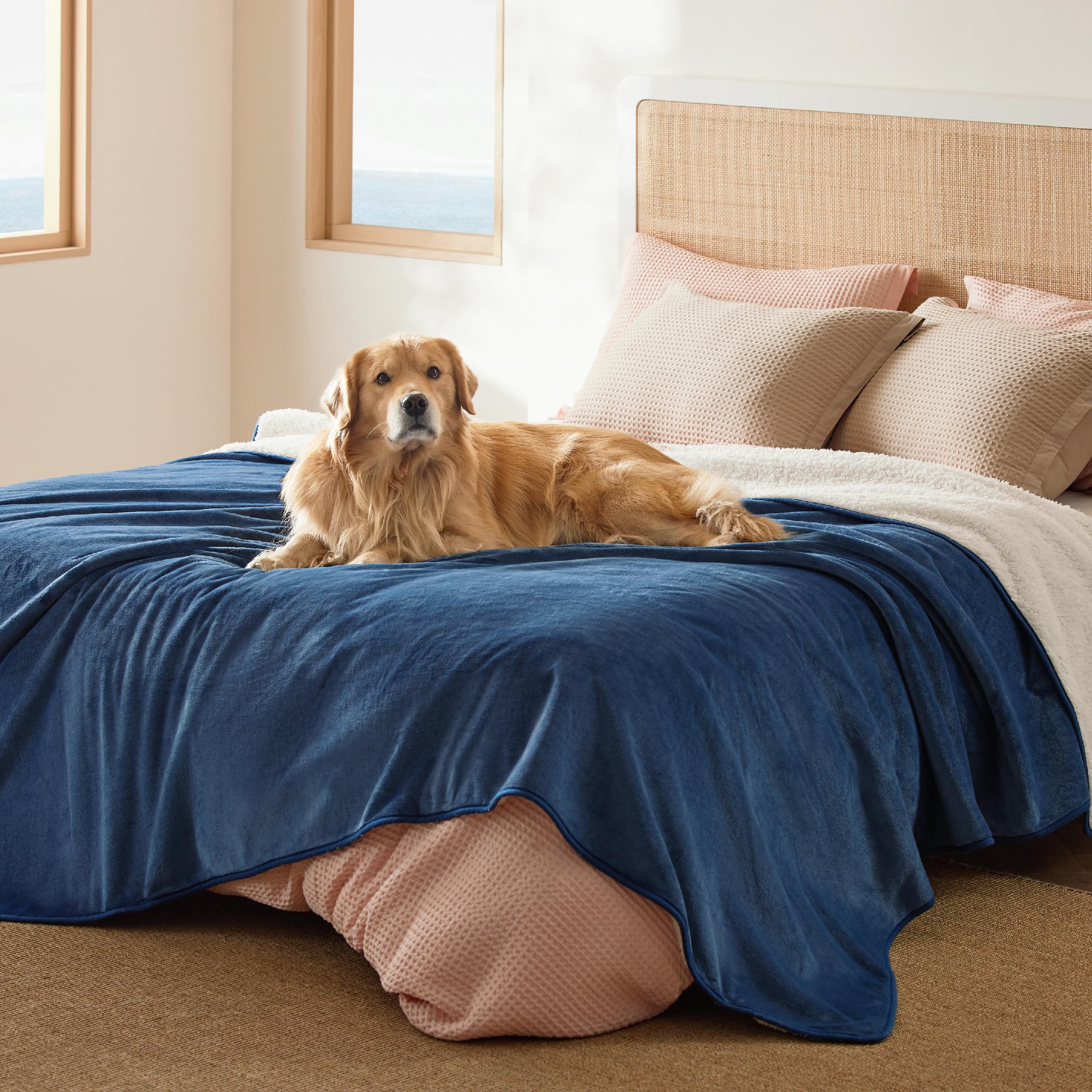 Foto 2 pulgar | Manta Impermeable Para Cama Sherpa Fleece Blue Queen - Venta Internacional.