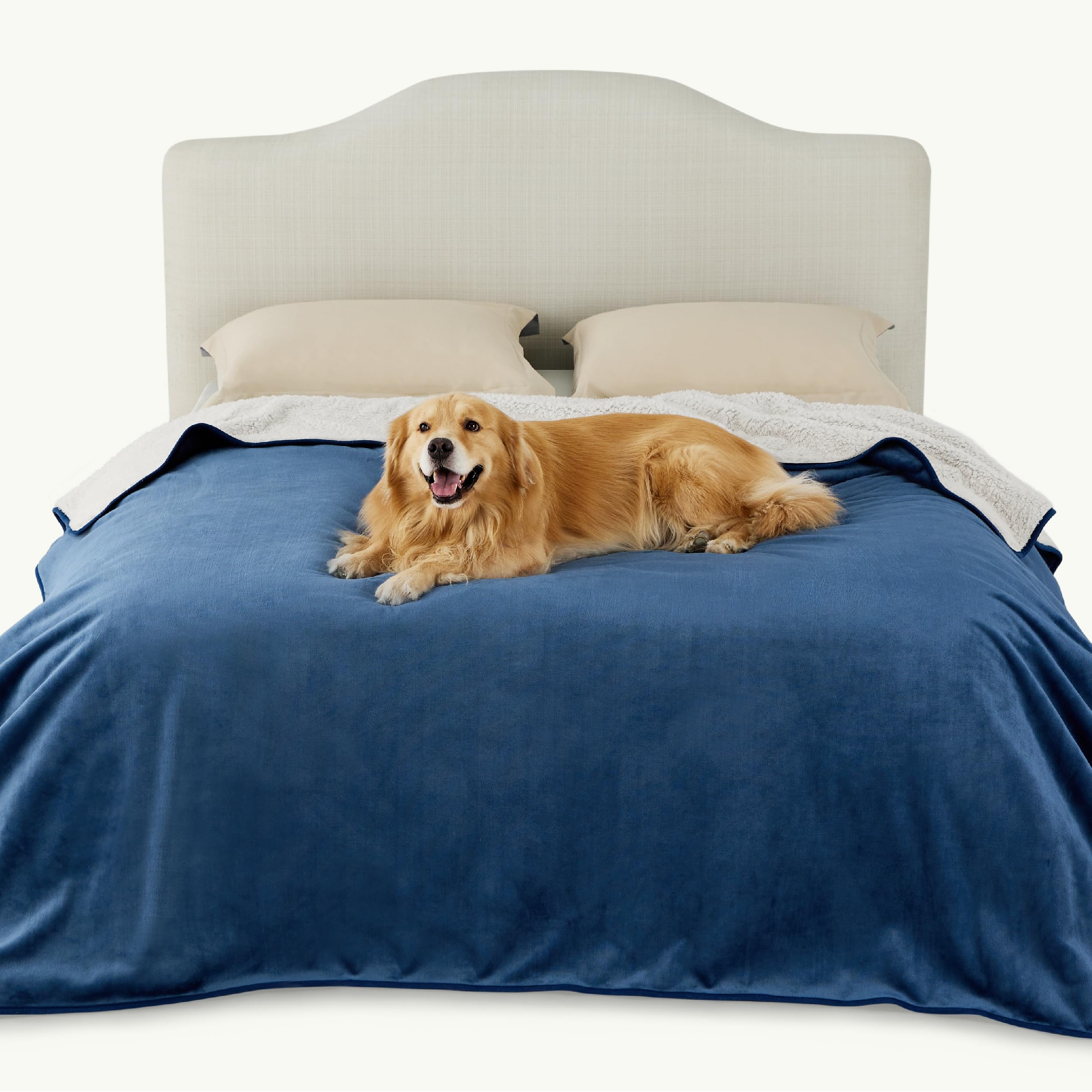 Foto 8 pulgar | Manta Impermeable Para Cama Sherpa Fleece Blue Queen - Venta Internacional.