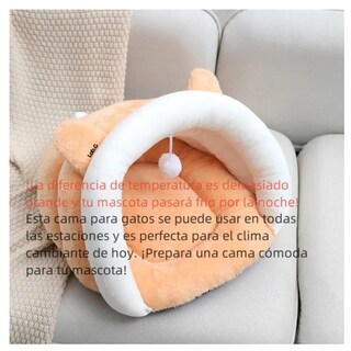 Foto 3 | Casa Gatos Con Cama Plegable Para Mascota Cuatro Estaciones Lab.g, Naranja Blanco