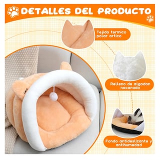 Foto 4 | Casa Gatos Con Cama Plegable Para Mascota Cuatro Estaciones Lab.g, Naranja Blanco