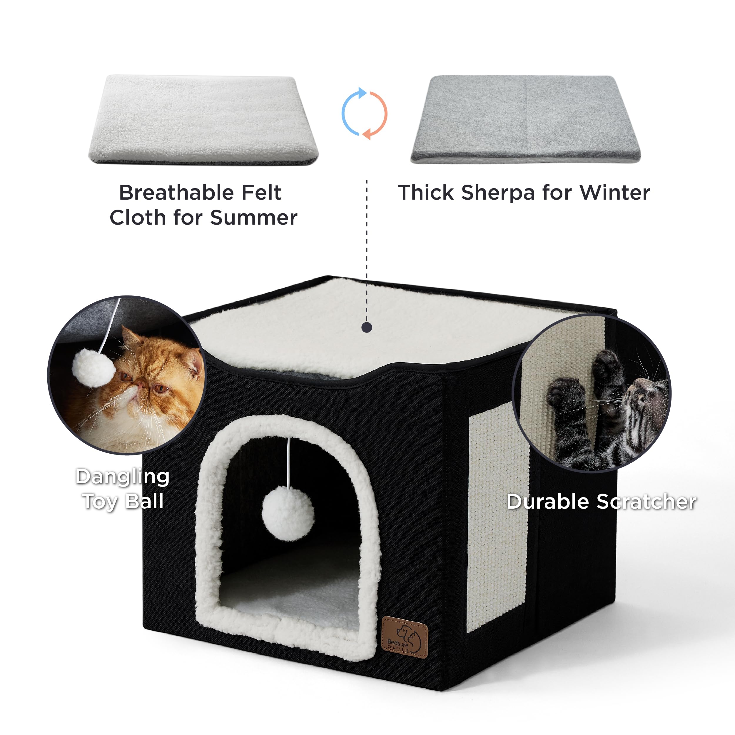 Foto 3 pulgar | Cama Para Gatos Bedsure Cat Cave Para Gatos De Interior Con Almohadilla Rascadora - Venta Internacional.