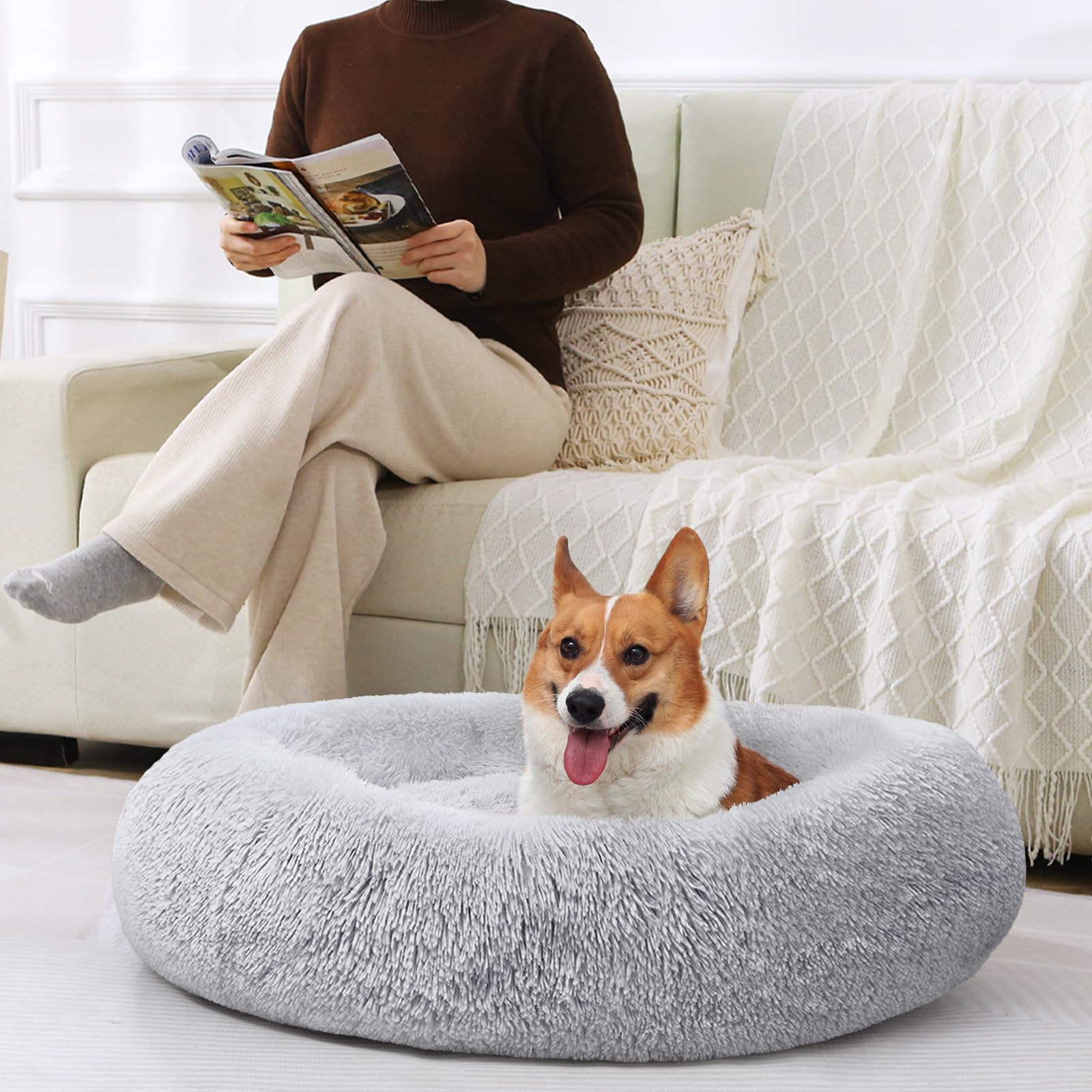 Foto 7 | Cama Para Perros Jollyvogue Calming Donut De Felpa Para Perros Pequeños - Venta Internacional.